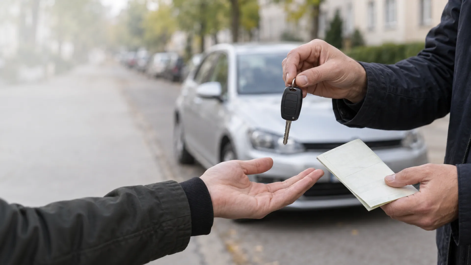 Schlüssel- und Fahrzeugschein-Übergabe beim Autoankauf